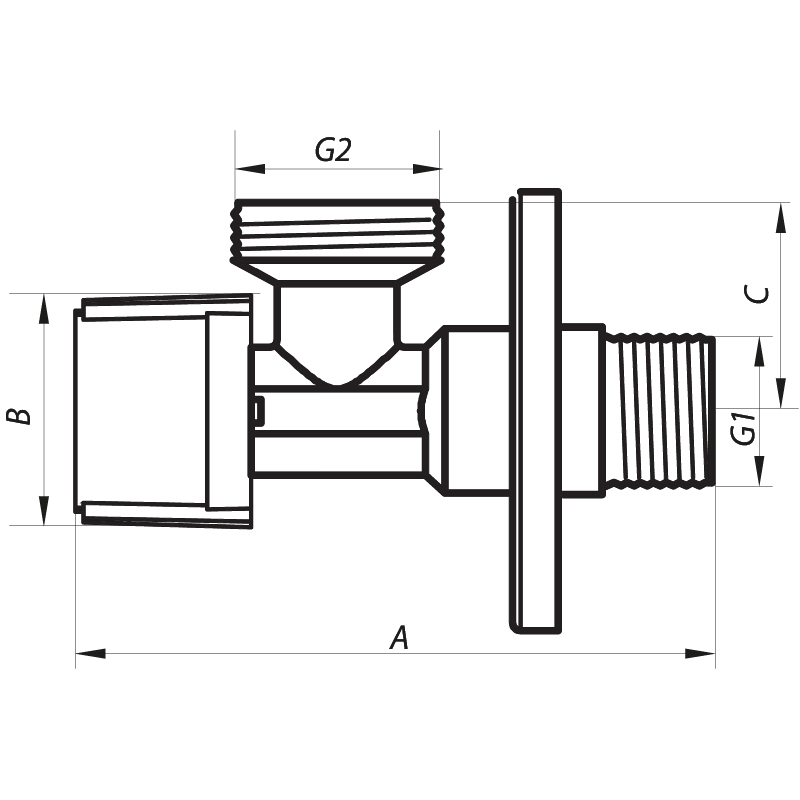 Кран для подключения сантехприборов 1/2"x1/2" (NF.1101) Nolf
