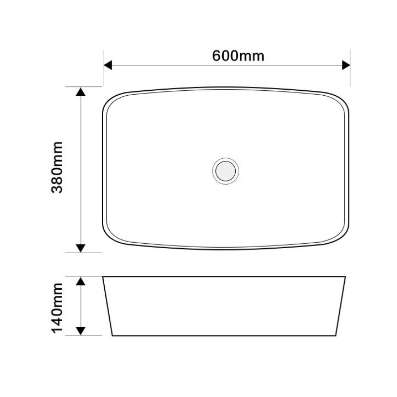 Раковина накладная Mixxus Premium DIVERSE-0111 EDGE BLACK 600х380х140mm