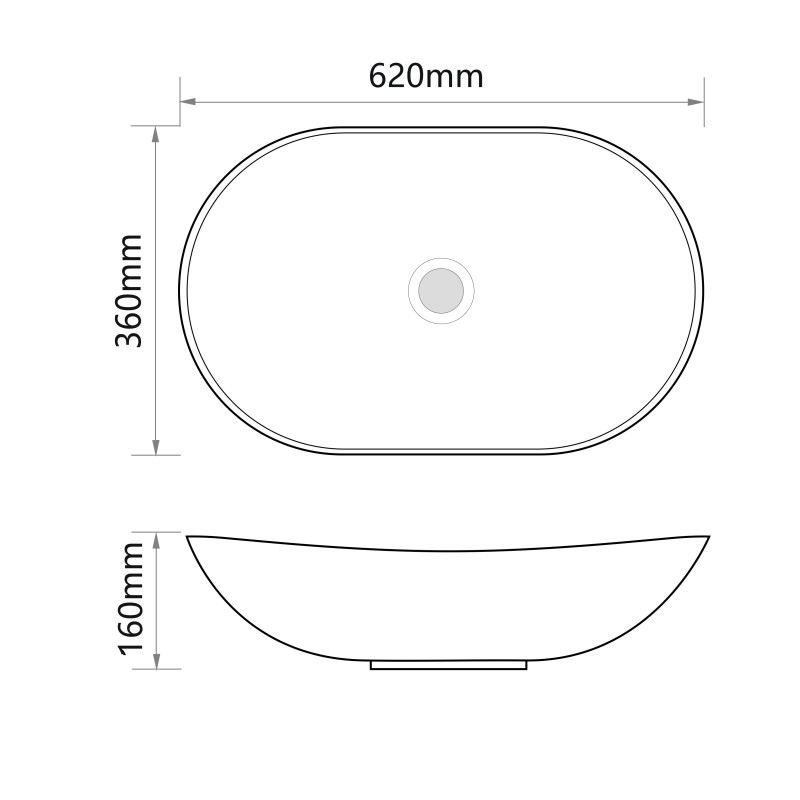 Раковина накладная Mixxus Premium WAVE-0105 620х360х160mm