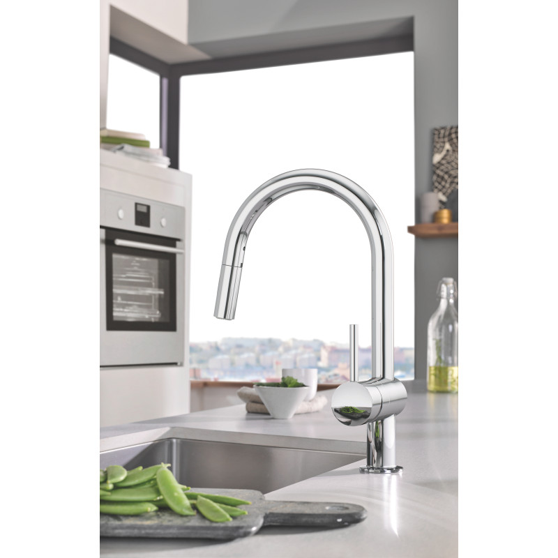 Смеситель для кухни с выдвижным изливом Grohe Minta