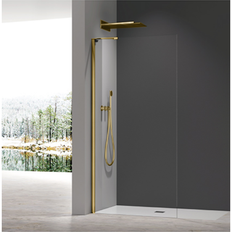 Душова перегородка Koer SR SP02-100x200-TR-12 Walk-In проз.скло Easy Clean 8мм, матове золото (
