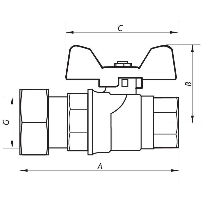 Кран кульовий з накидною гайкою 3/4" ГГБ (NF.811) Nolf