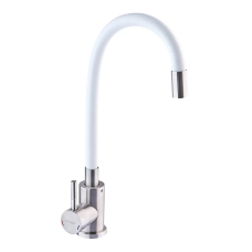 Смеситель для кухни с силиконовым изливом Champion SUS-011 Refl.White (нерж. сталь)