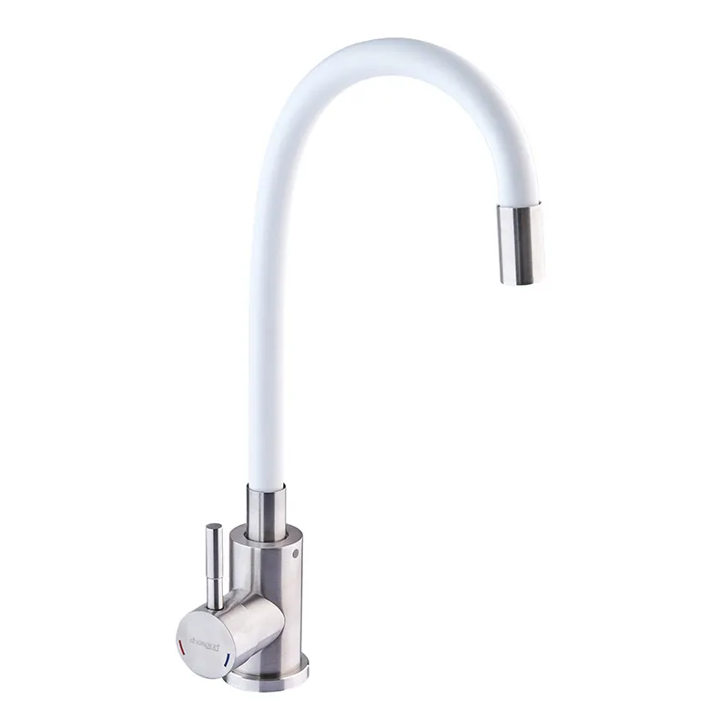 Смеситель для кухни с силиконовым изливом Champion SUS-011 Refl.White (нерж. сталь)