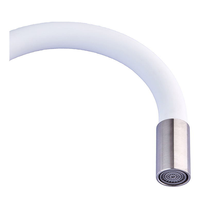 Смеситель для кухни с силиконовым изливом Champion SUS-011 Refl.White (нерж. сталь)