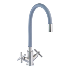 Кухонный смеситель с силиконовым изливом Mixxus DVE-011 Refl.Gray (нерж. сталь)