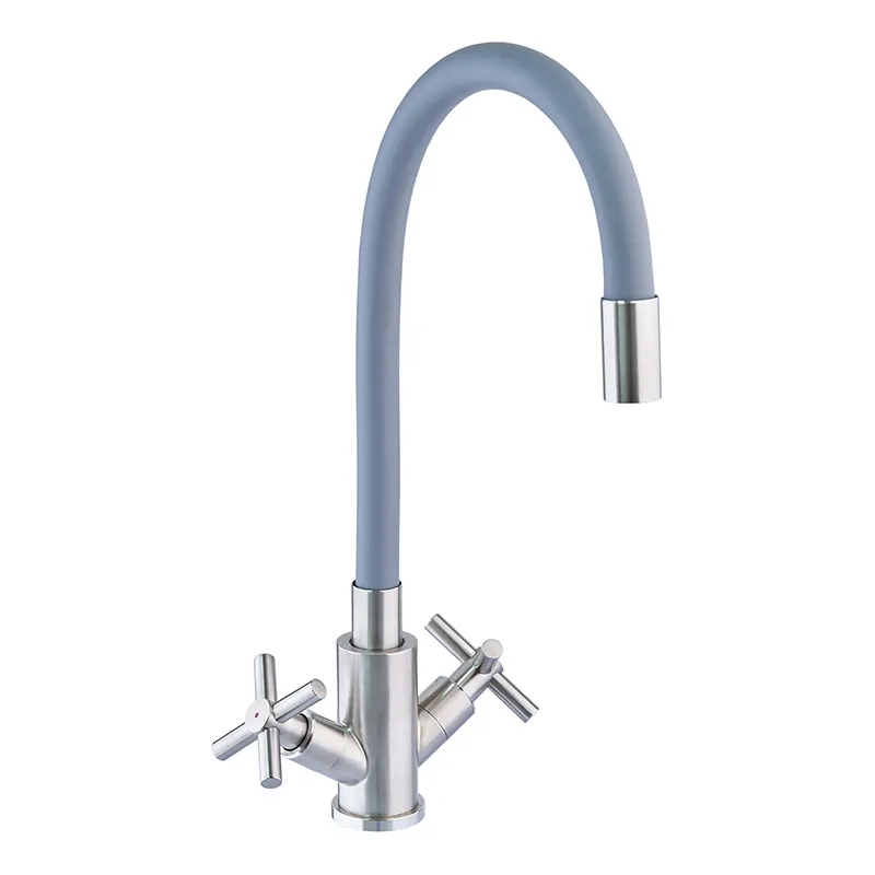 Кухонный смеситель с силиконовым изливом Mixxus DVE-011 Refl.Gray (нерж. сталь)