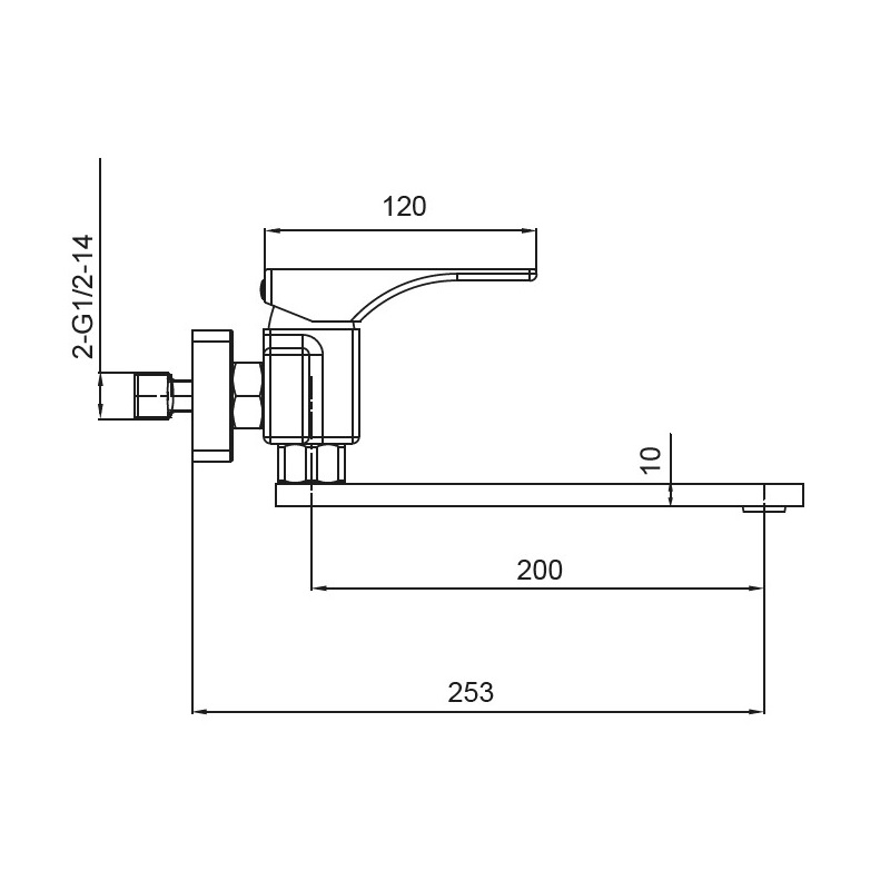 Смеситель для кухни настенный Koer KB-73010-05 (Цвет черный)