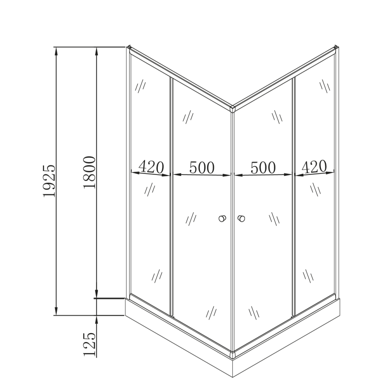 Душова кабіна з низьким піддоном Mixxus CUBIC SCT01-100x100x195-FB CHROME матове скло 4мм (MI690