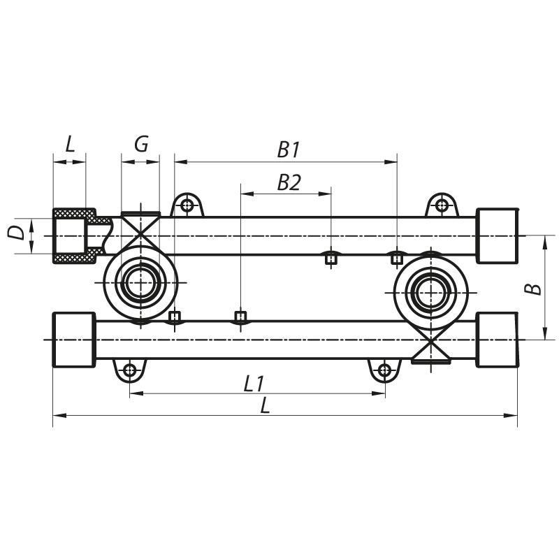 Планка монтажная проходная 20x1/2F Koer K0128.PRO