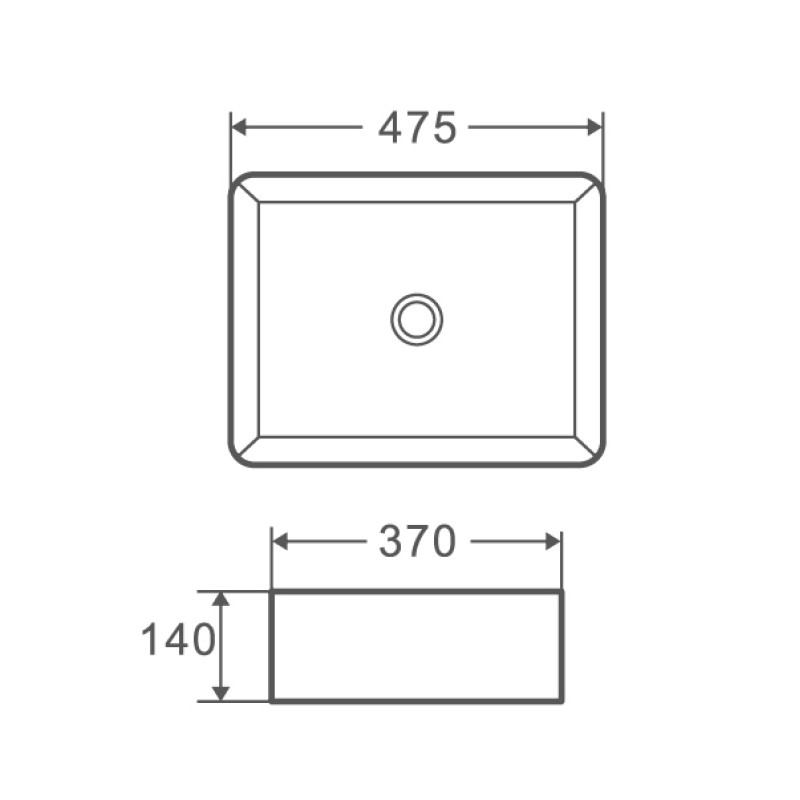 Умывальник накладной керамический Mixxus Premium Quadro-0101 475x370x140mm