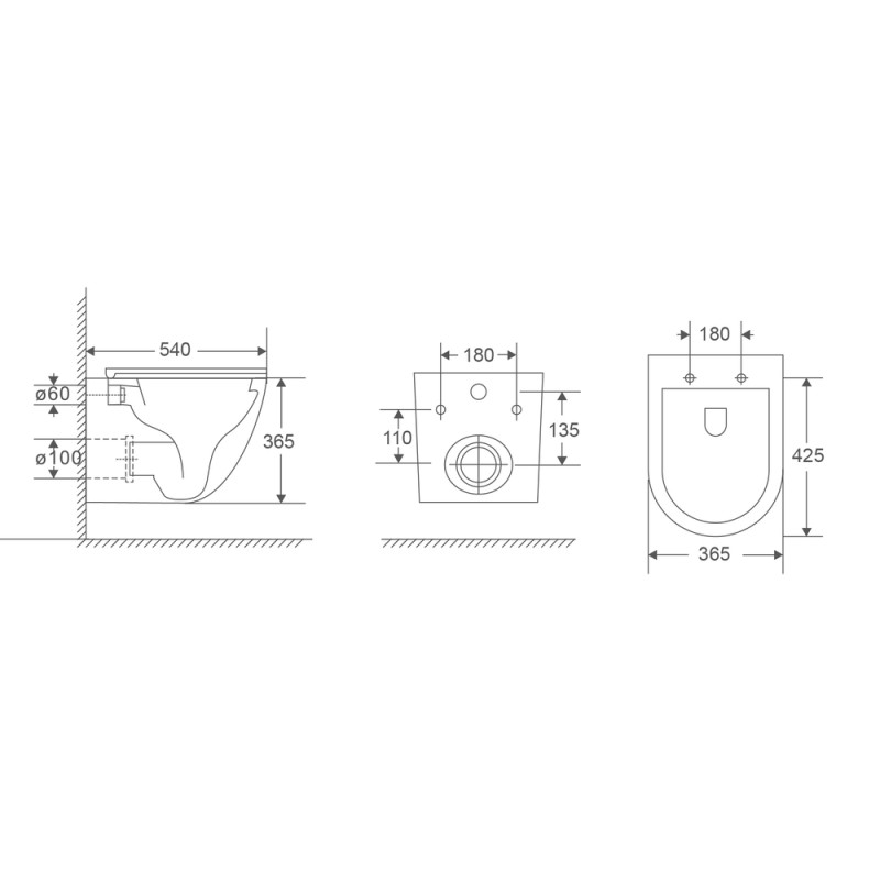 Унитаз подвесной Mixxus Premium Ellipse-0304-R 540x360x360mm, система смыва Rimless