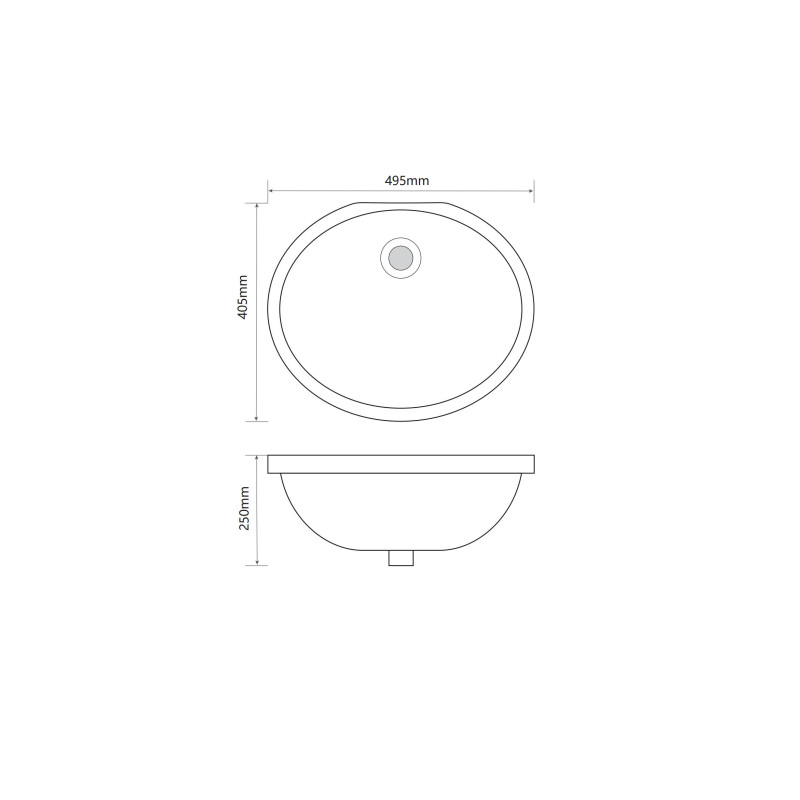 Раковина врезная под столешницу MIXXUS PREMIUM TOPPER-1701 495х405х205mm с переливом