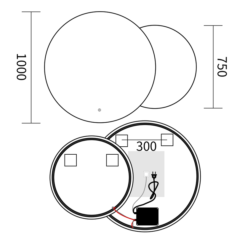 Зеркало Mixxus Premium TOPPER MC01-100x75 (LED Touch, Anti-fog, димер (3-6,5kK)