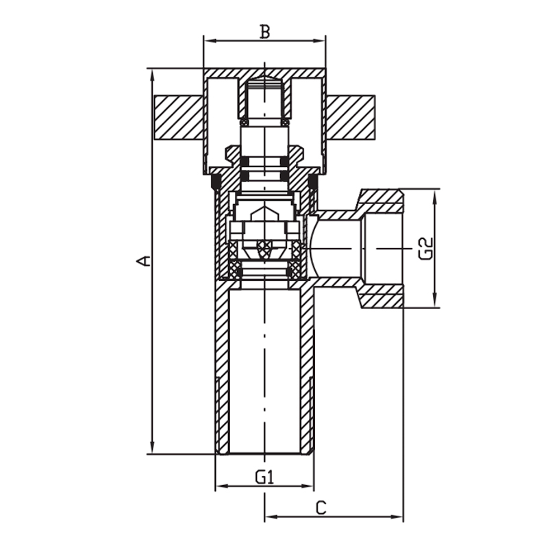 Кран для подключения сантехприборов Koer KR.517 - 1/2x3/8