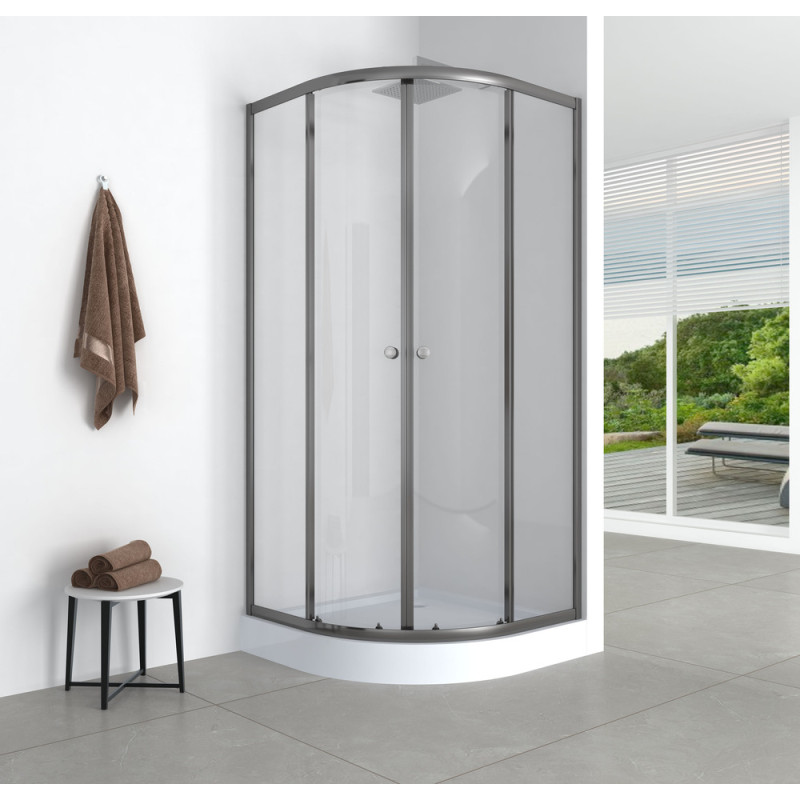 Душова кабіна без піддона Mixxus PLAIN SC01-90x90x185-TR GRAPHITE прозоре скло 4мм