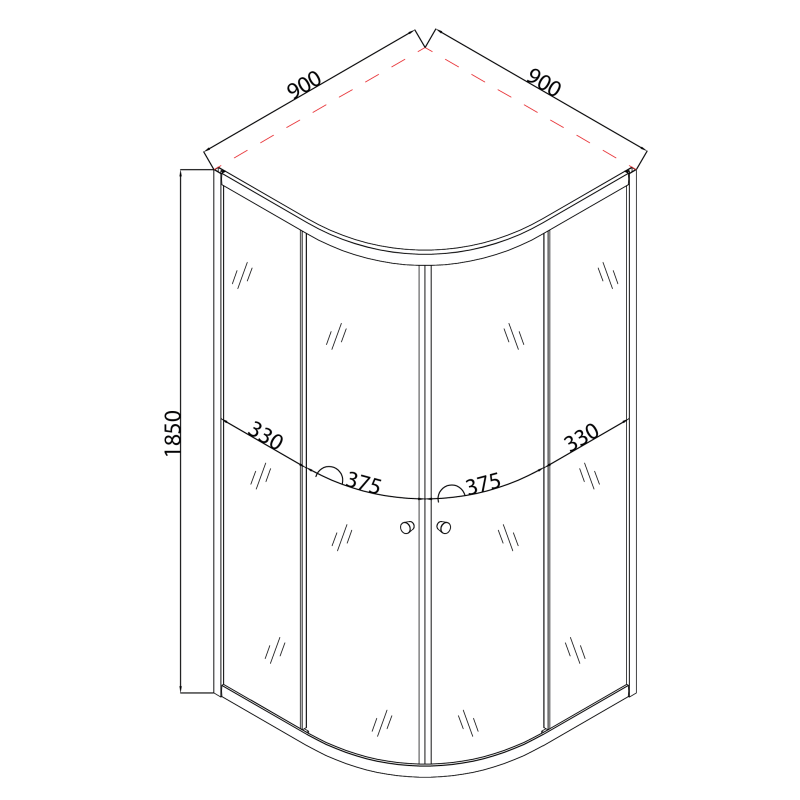Душова кабіна без піддона Mixxus PLAIN SC01-90x90x185-TR GRAPHITE прозоре скло 4мм