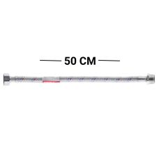 Гнучкий шланг для підключення води гайка 1/2'' - Штуцер 1/2'' (50 см) (силік. оболонка) Zerix (ZX301)