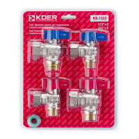 Комплект кранов для подключения газового котла Koer KR.1322 угловой (1/2"x2шт, 3/4x2шт)