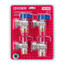 Комплект кранов для подключения газового котла Koer KR.1322 угловой (1/2"x2шт, 3/4x2шт)