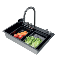Мойка Zerix ZH7546-SET-01 NANO-BLACK со встроенным смесителем