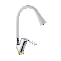 Смеситель для кухни с силиконовым изливом Champion YUB 011-181 (Nut) Refl.White