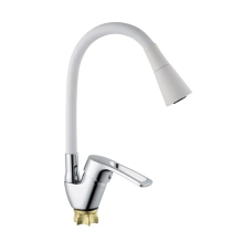 Смеситель для кухни с силиконовым изливом Champion YUB 011-181 (Nut) Refl.White