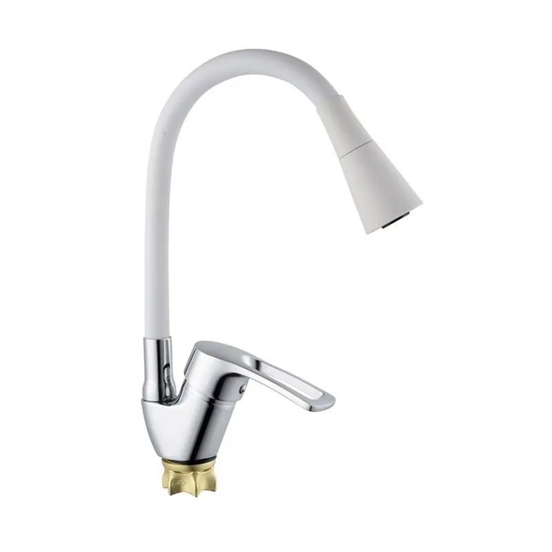 Смеситель для кухни с силиконовым изливом Champion YUB 011-181 (Nut) Refl.White