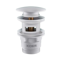 Донный клапан для умывальника с переливом Koer PW-03-03 1 1/4'' (кнопка) (Белый)