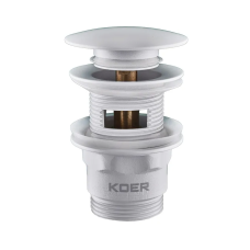 Донний клапан для умивальника з переливом Koer PW-03-03 1 1/4'' (кнопка) (Білий)