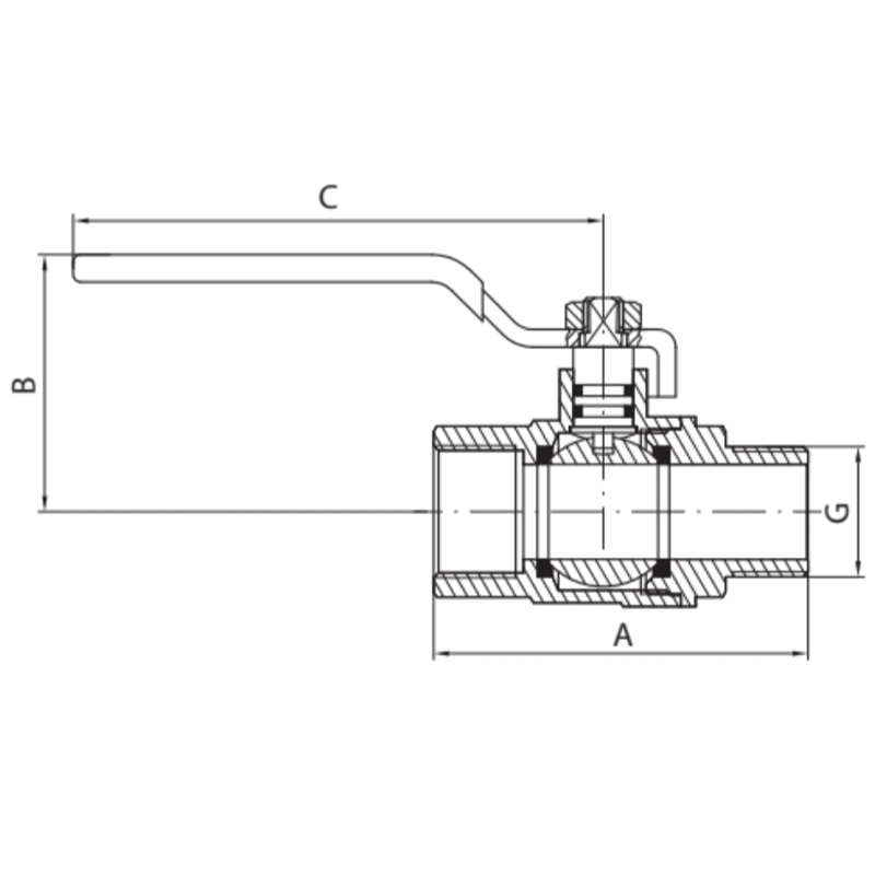 Кран шаровый Koer KG.205 - 1" FM ГШР (газ)