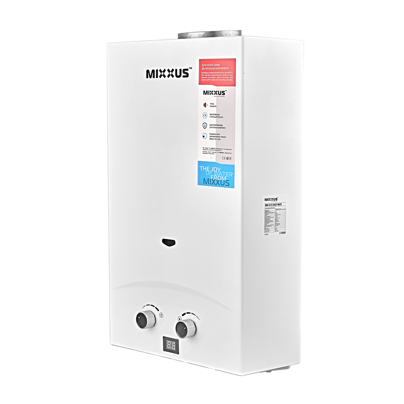 Газова колонка Mixxus GWH-0112 BASIC WHITE димохідна 12 л/хв