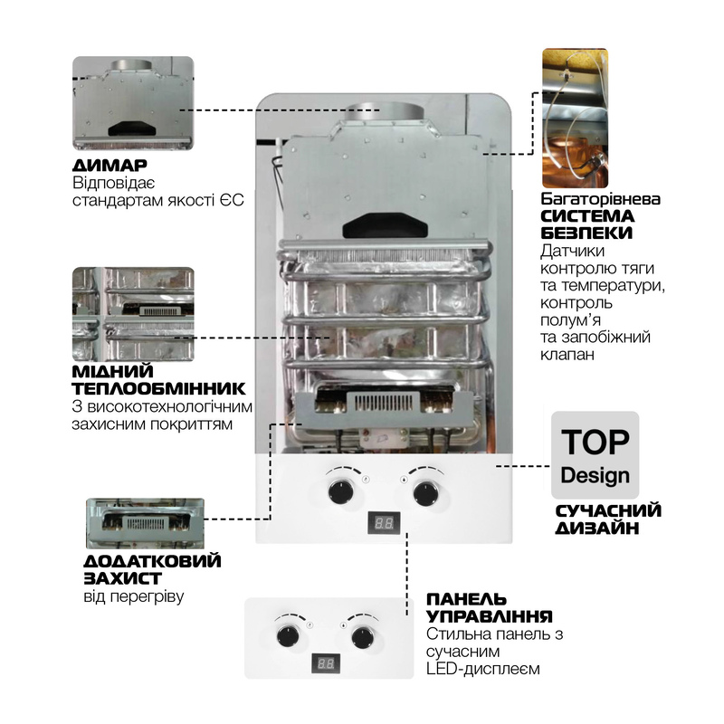 Газова колонка Mixxus GWH-0112 BASIC WHITE димохідна 12 л/хв