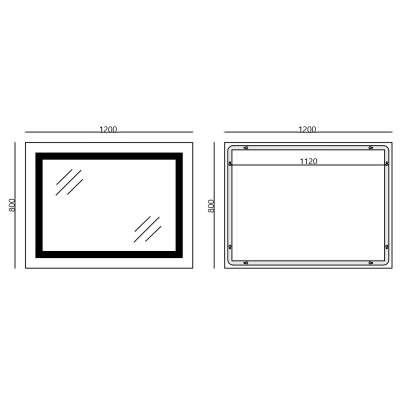 Зеркало Mixxus Warm MR02-120x80 (часы, LED-подсветка, антизапотевание)