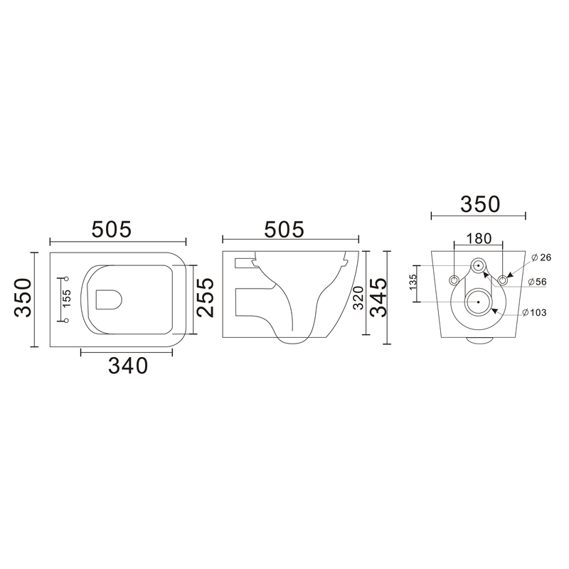 Унитаз подвесной Mixxus Premium QUADRO-0305-R GRAY 510x350x345mm система смыва RIMLESS