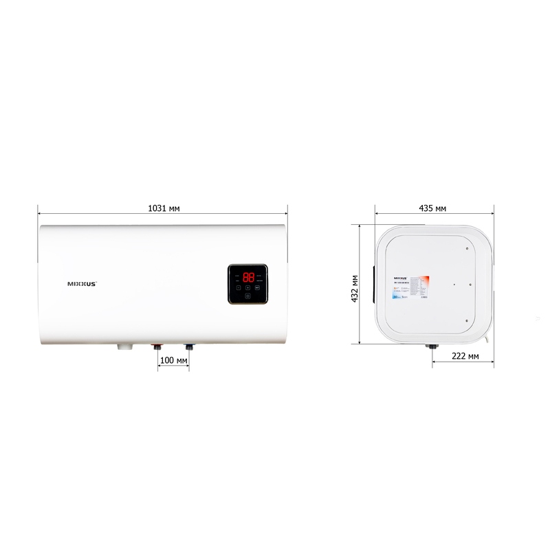 Водонагреватель "Квадрат" Mixxus EWH-14100 CUBE WET(Н) накопительный 100 л, мокрый тен 2,0 kW (WH06