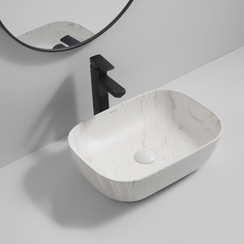 Раковина накладная Mixxus Premium DIVERSE-0112 MARBLE 455х325х135mm