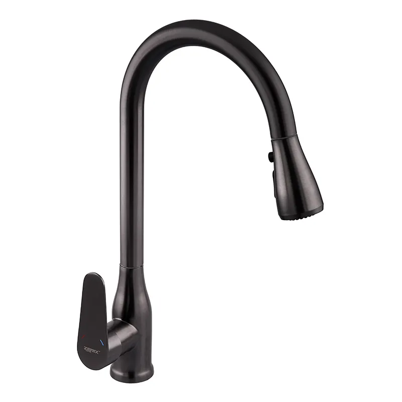 Смеситель для кухни с выдвижной лейкой Zerix PUL-014 Graphite из нерж. ст. SUS304 (цвет графит) (ZX