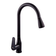 Смеситель для кухни с выдвижной лейкой Zerix PUL-014 Black с нерж. стали SUS304 (цвет черный) (ZX50