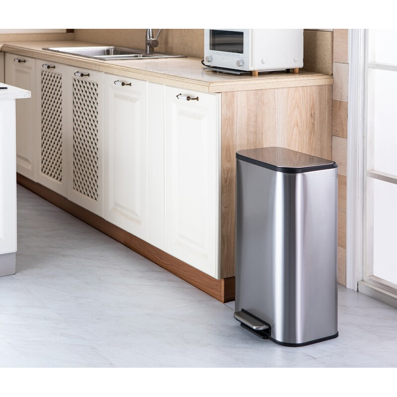 Мусорное ведро с плавным закрытием прямоугольное Mixxus Cubic-TC0112 SS Color 12л цвет нержавейка (