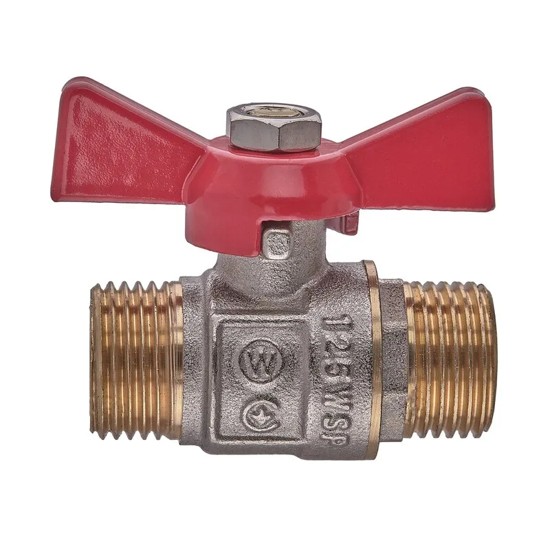 Кран шаровой ШШБ Waterpro WP608-15MMW - 1/2" MMW ручка "бабочка" красная