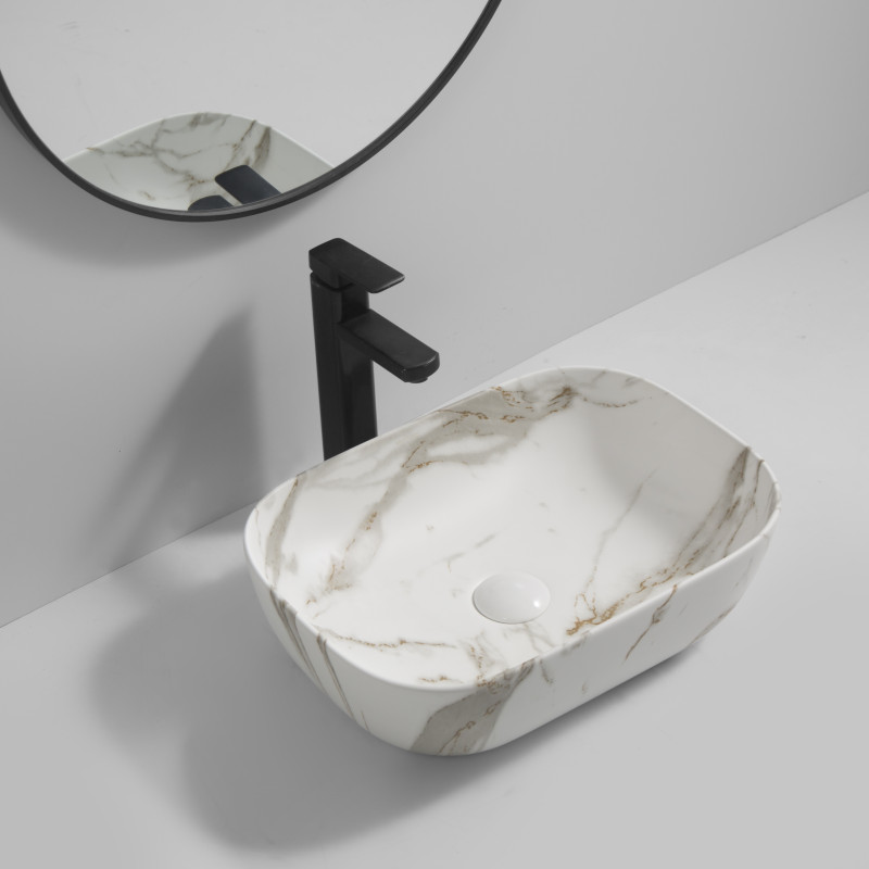 Раковина накладная MIXXUS PREMIUM DIVERSE-0114 MARBLE 455х325х135mm