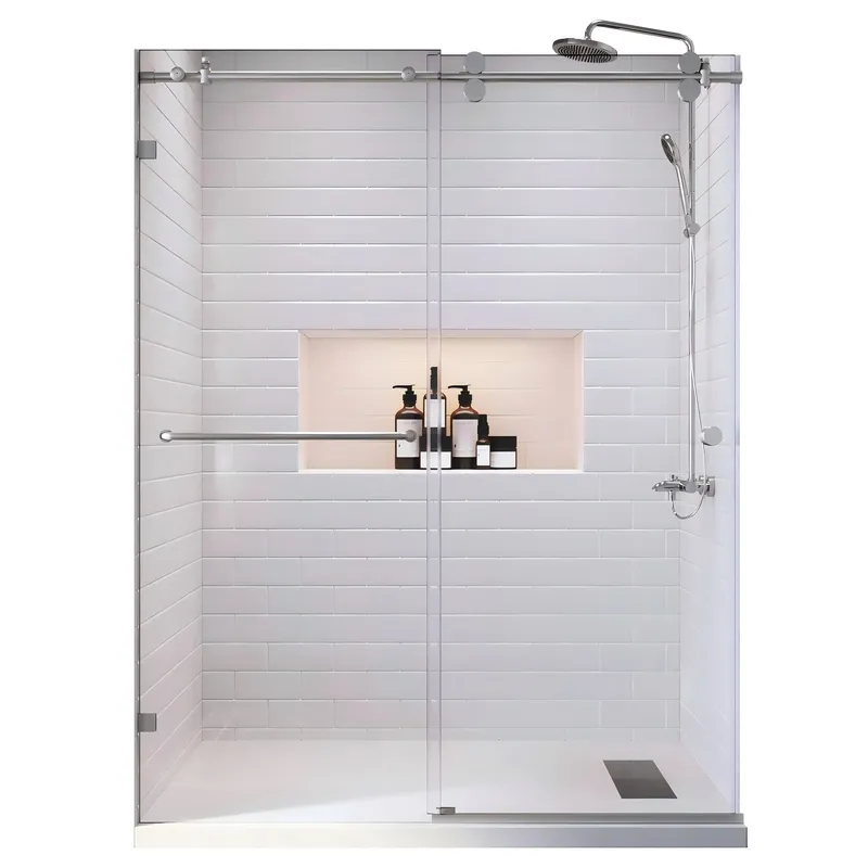 Дверь в нишу Koer SR SD06-140x220-TR-01 прозрачное стекло Easy Clean 8мм, хром