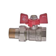 Кран с американкой Nolf classic NFC.921-06-1/2" FM ГШБ, ручка "бабочка" красная