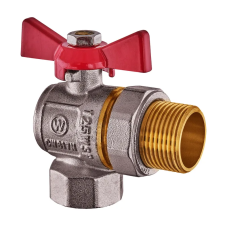 Кран с американкой угловой Waterpro WP400-20FMW-L - 3/4" ручка "бабочка" красная