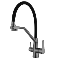 Кухонный смеситель на две воды Mixxus FUL-021 Graphite Refl.Black (нерж. сталь)