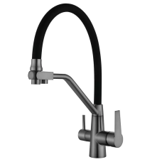 Кухонный смеситель на две воды Mixxus FUL-021 Graphite Refl.Black (нерж. сталь)