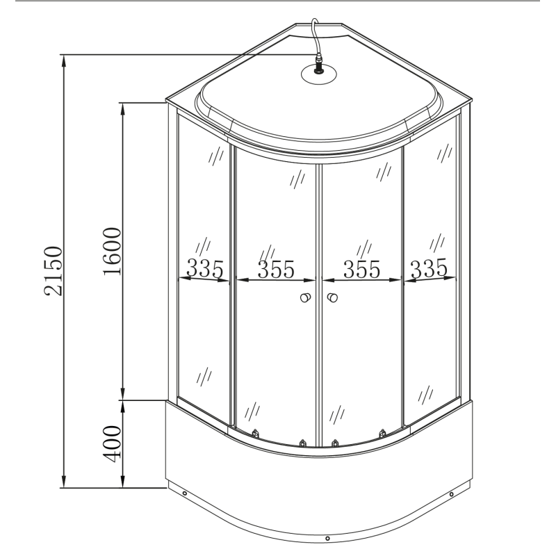 Бокс душевой с гидромассажем Mixxus STRONG SBH01-90x90x215-GR SATIN с высоким поддоном