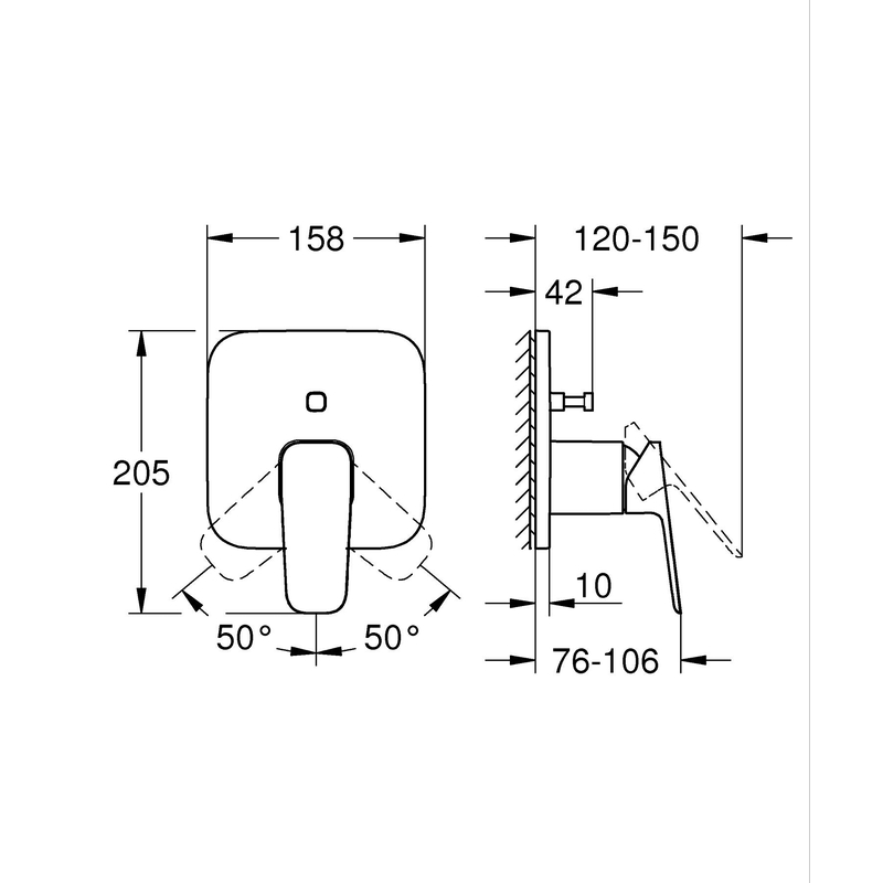 Смеситель однорычажный скрытого монтажа для ванны Grohe Cubeo с переключателем на 2 положения (1017