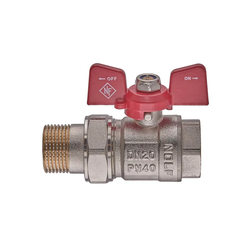 Кран с американкой Nolf classic NFC.921-08-3/4" FM ГШБ, ручка "бабочка" красная